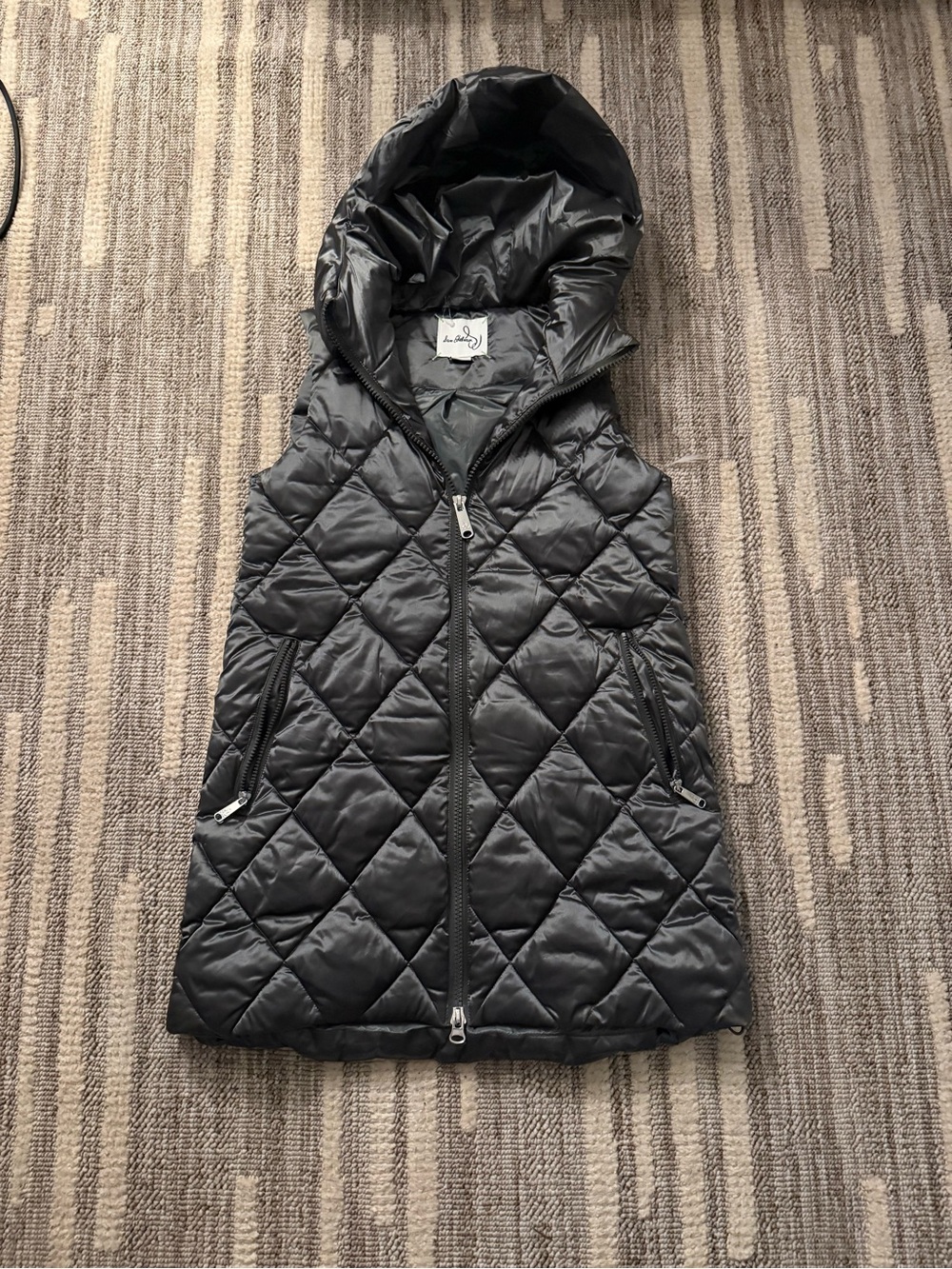 Sam Edelman Black Quilted Hooded Puffer Vest